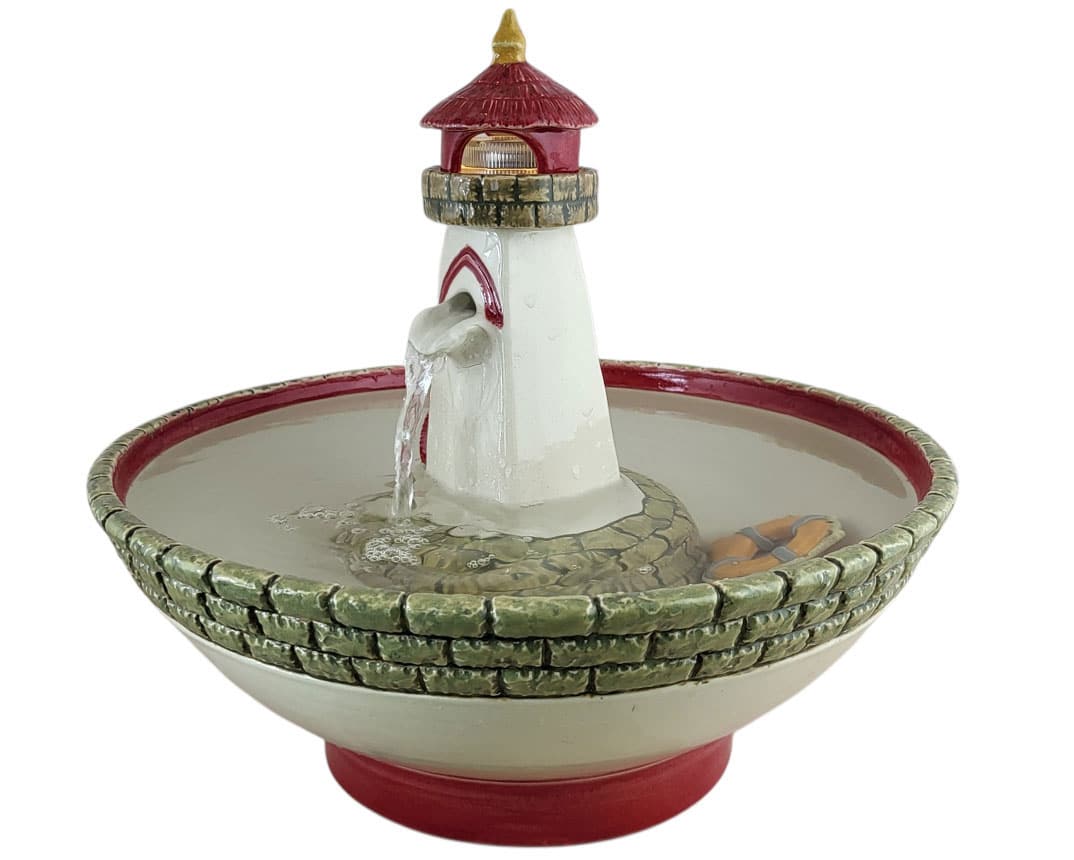 handmade ceramic lighthouse fountain nautical coastal water sculptue handmade ceramic lighthouse fountain nautical coastal water sculptue