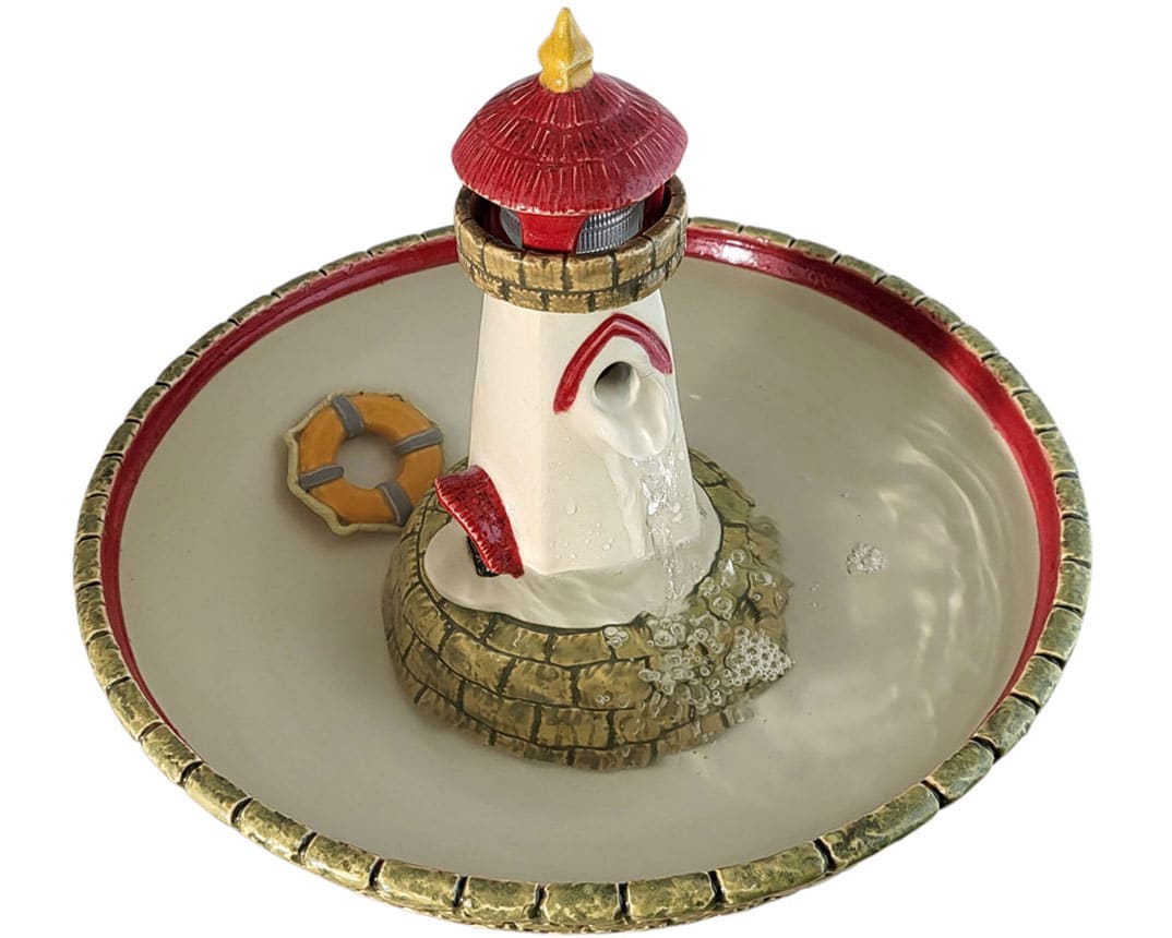 handmade ceramic lighthouse fountain nautical coastal water sculptue handmade ceramic lighthouse fountain nautical coastal water sculptue
