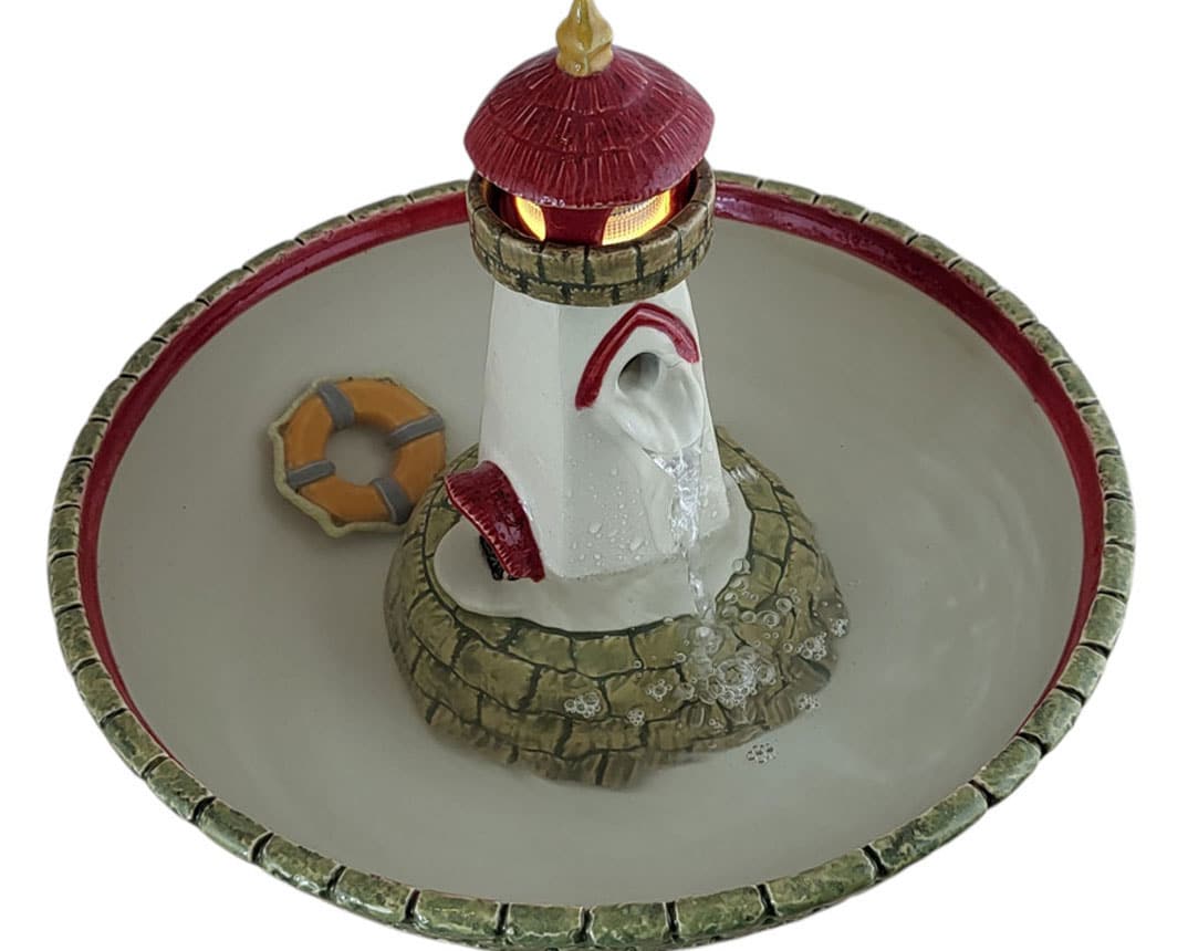handmade ceramic lighthouse fountain nautical coastal water sculptue handmade ceramic lighthouse fountain nautical coastal water sculptue