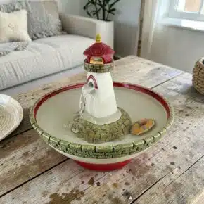handmade ceramic lighthouse fountain nautical coastal water sculptue