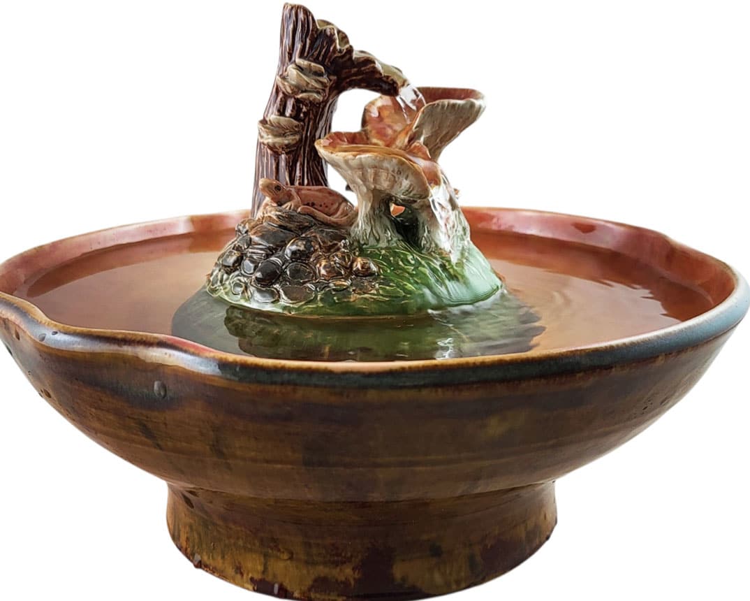 handmade ceramic mushroom & slamander fountain handmade ceramic mushroom & slamander fountain