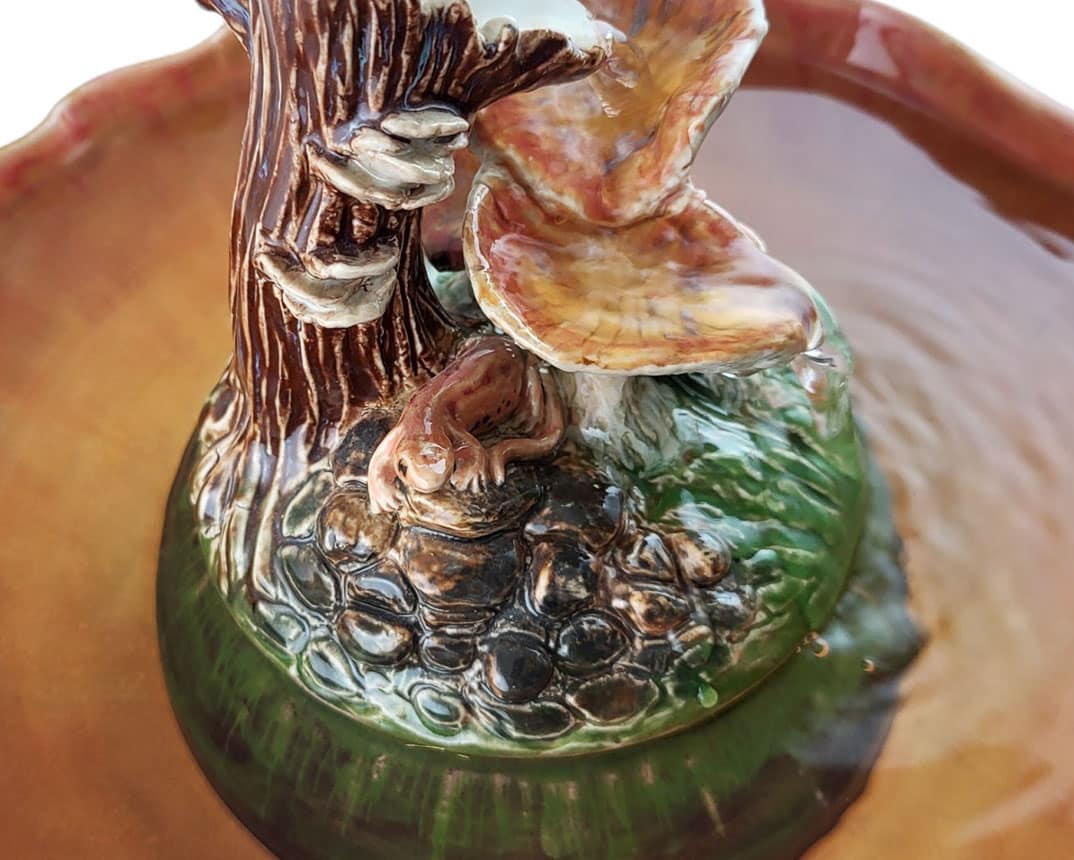 handmade ceramic mushroom & slamander fountain handmade ceramic mushroom & slamander fountain