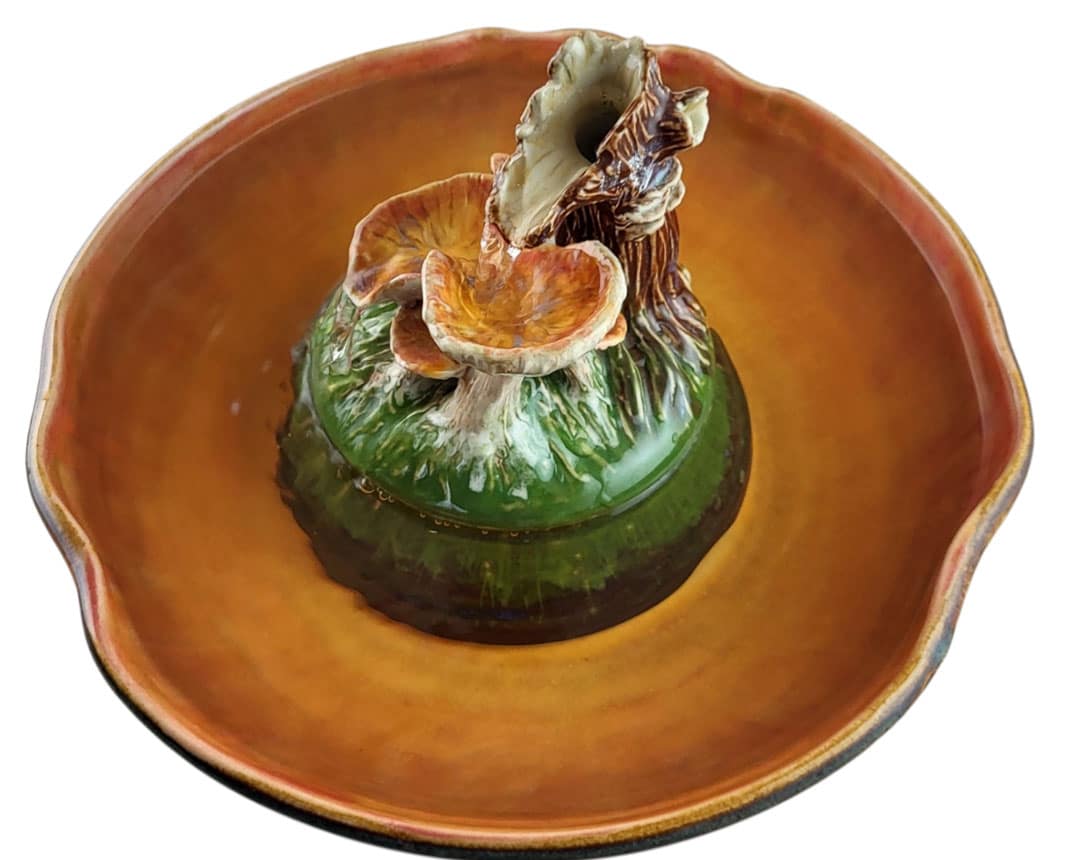 handmade ceramic mushroom & slamander fountain handmade ceramic mushroom & slamander fountain