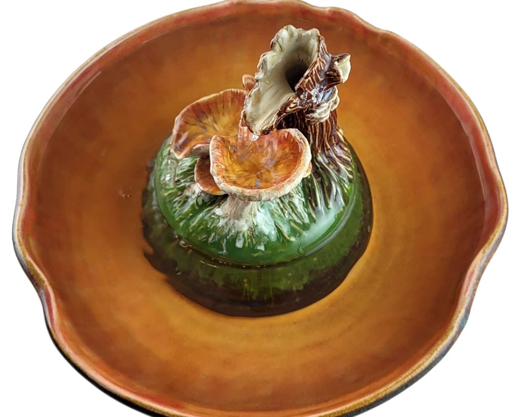 handmade ceramic mushroom & slamander fountain handmade ceramic mushroom & slamander fountain
