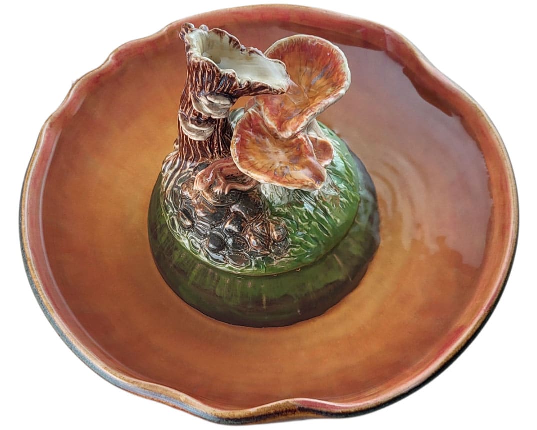 handmade ceramic mushroom & slamander fountain handmade ceramic mushroom & slamander fountain