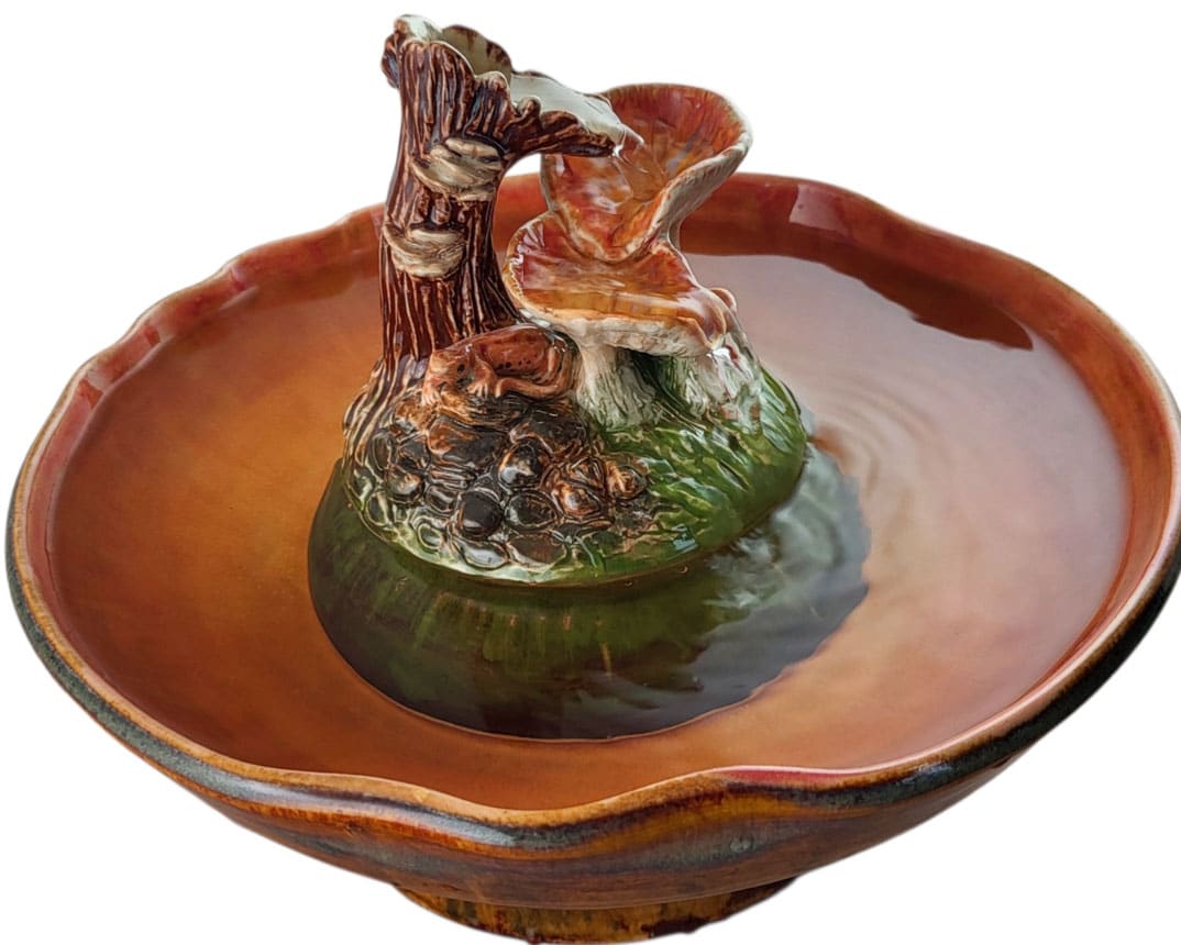 handmade ceramic mushroom & slamander fountain handmade ceramic mushroom & slamander fountain