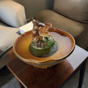 handmade ceramic mushroom & slamander fountain