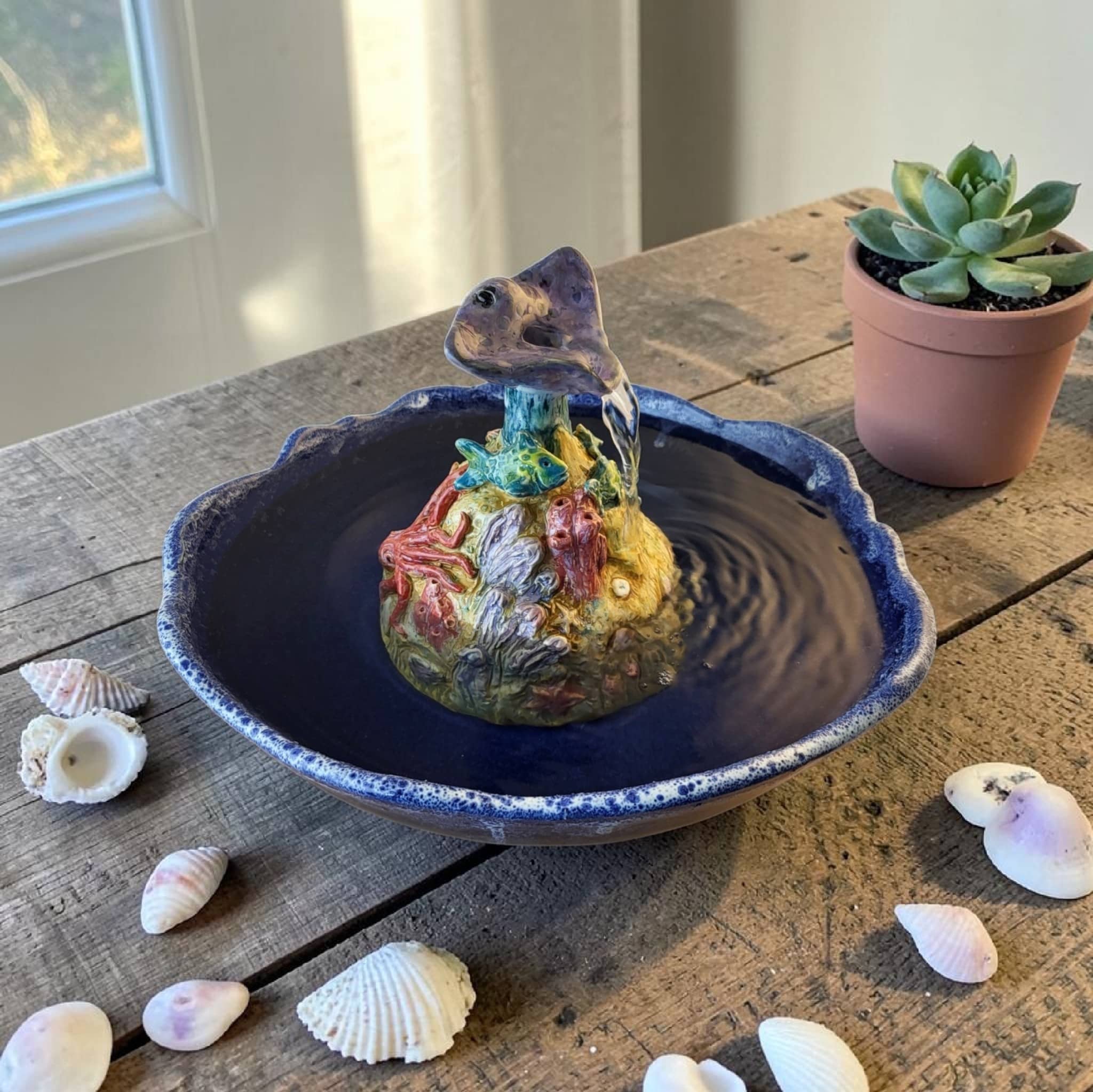 handmade high fired ceramic sculpture manta ray fountain handmade high fired ceramic sculpture manta ray fountain