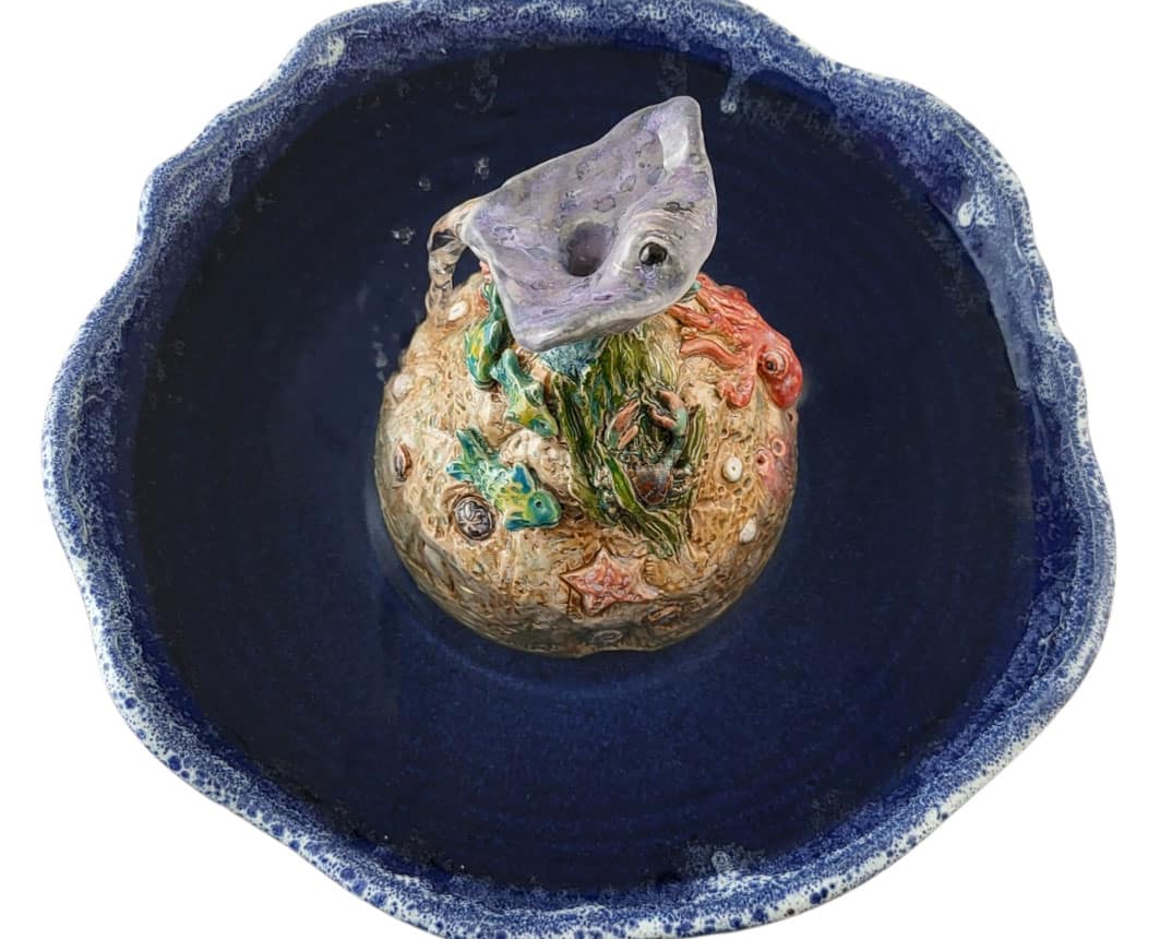 handmade high fired ceramic sculpture manta ray fountain handmade high fired ceramic sculpture manta ray fountain