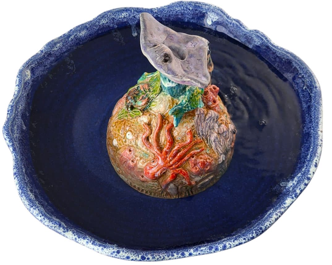 handmade high fired ceramic sculpture manta ray fountain handmade high fired ceramic sculpture manta ray fountain