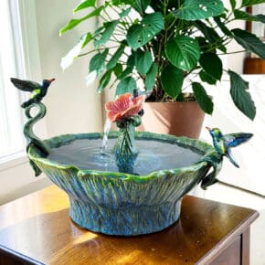 hummingbirds & blossom fountain