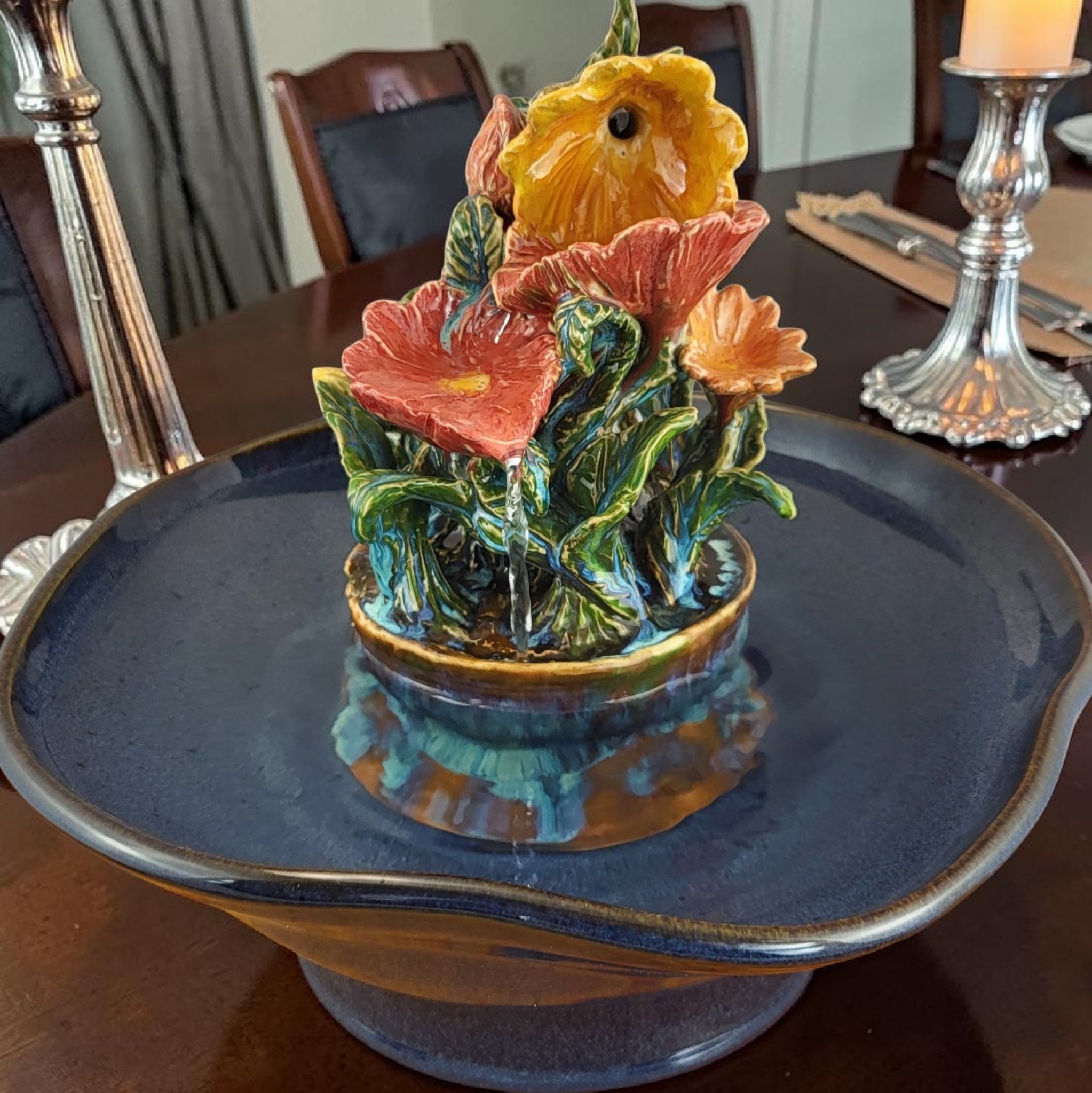 pot of flowers ceramic sculpture fountain
