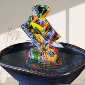 water totem ceramic sculpture fountain